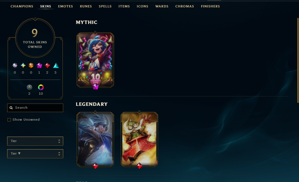EUNE Level 48 Account - 9 Skins - PLACEMENTS 2W1L