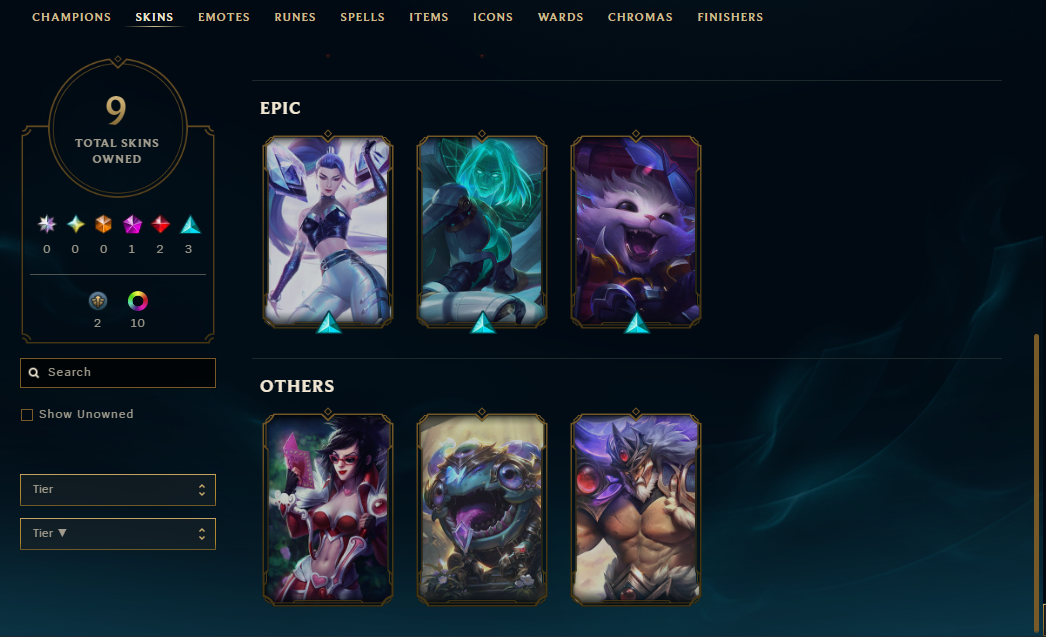 EUNE Level 48 Account - 9 Skins - PLACEMENTS 2W1L