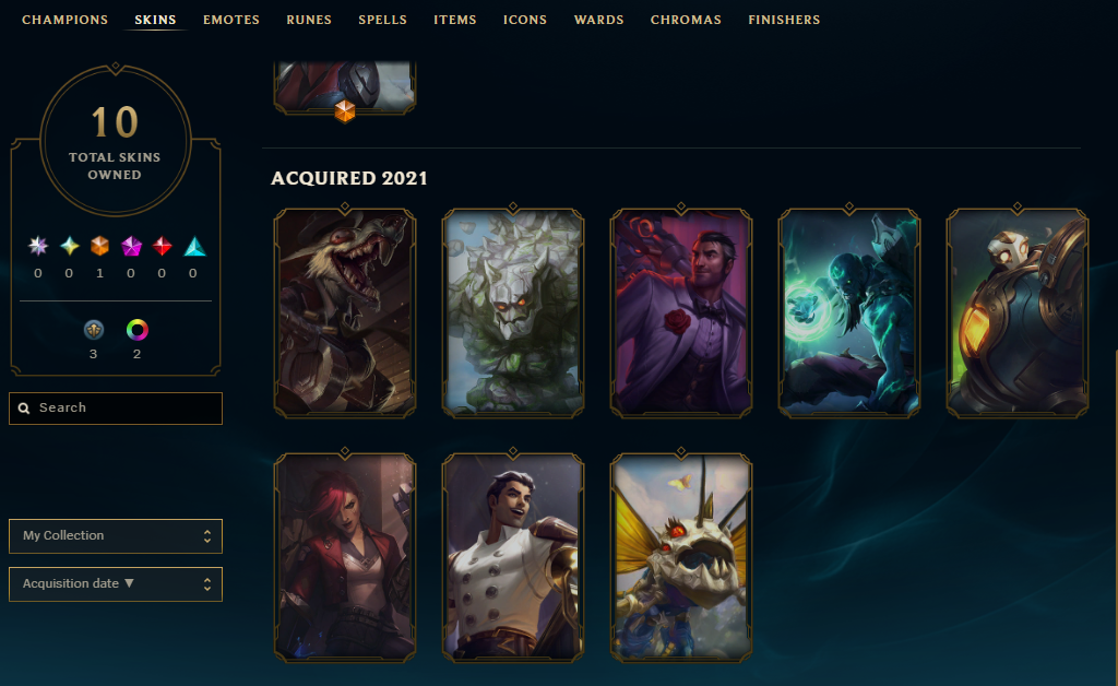 EUW Season 11 Diamond - 10 Skins - Level 69